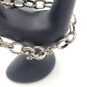 Silver Tone Chain Bracelet with Intricate Detailing
